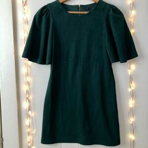 Zara Emerald Green Mini Dress with Flutter Sleeves XS